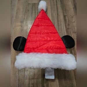 ❤️Disney Parks Christmas Holiday Mickey Mouse Quilted Santa Hat Ears Adult NEW